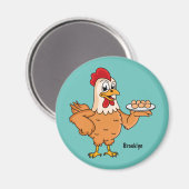 Hühner mit Eiern auf dem Cartoon Magnet (Vorderseite/Rückseite)