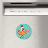 Hühner mit Eiern auf dem Cartoon Magnet (In Situ (Geschirrspüler))