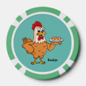 Hühner mit Eiern auf dem Cartoon Pokerchips (Rückseite)