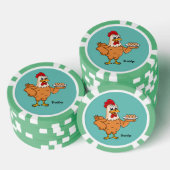 Hühner mit Eiern auf dem Cartoon Pokerchips (Stapel)