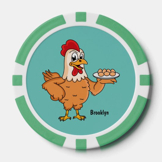 Hühner mit Eiern auf dem Cartoon Pokerchips (Vorderseite)