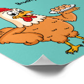 Hühner mit Eiern auf dem Cartoon Poster (Ecke)