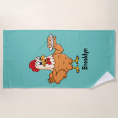 Hühner mit Eiern auf dem Cartoon Strandtuch (Vorderseite)