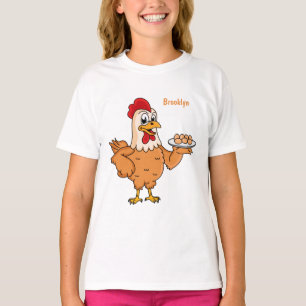 Hühner mit Eiern auf dem Cartoon T-Shirt