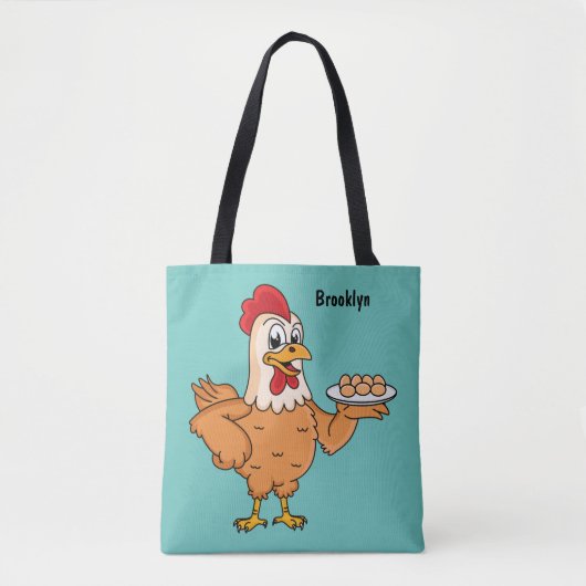 Hühner mit Eiern auf dem Cartoon Tasche (Vorderseite)