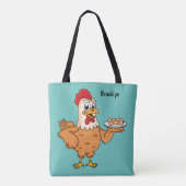 Hühner mit Eiern auf dem Cartoon Tasche (Rückseite)