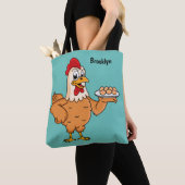 Hühner mit Eiern auf dem Cartoon Tasche (Von Nahem)
