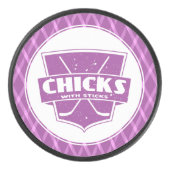 Hühner mit Eishockeyschläger Eishockey Puck (Vorderseite)