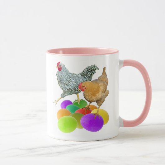Hühner mit farbiger Tasse (Rechts)