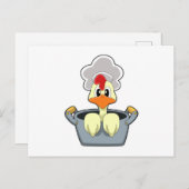 Hühner mit Kochtopf Postkarte (Vorne/Hinten)