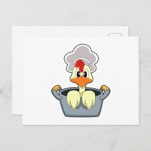 Hühner mit Kochtopf Postkarte (Vorne/Hinten)