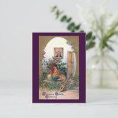 Hühner mit Lute und Eierhaus Postkarte (Stehend Vorderseite)