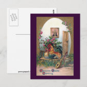 Hühner mit Lute und Eierhaus Postkarte (Vorne/Hinten)