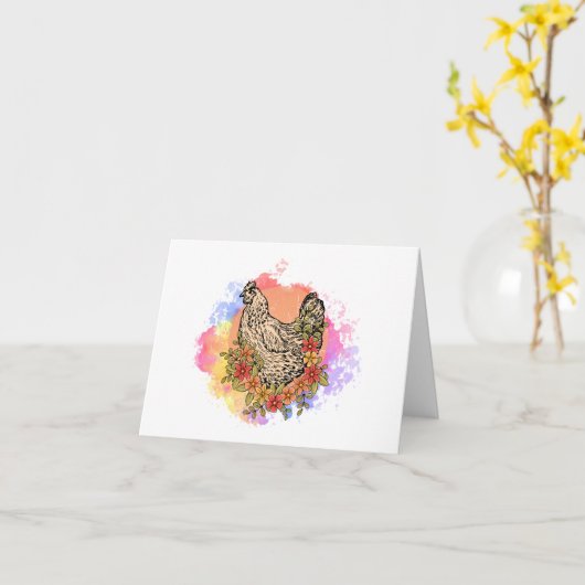 Hühner mit PERSONALISIERTER Blume Karte (Gelbe Blume)