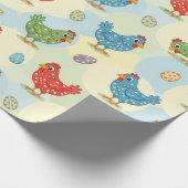 Hühner mit Punkten Geschenkpapier (Ecke)