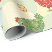 Hühner mit Punkten Geschenkpapier (Rolleneckpunkt)