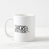 Hühner mit Sticken Womens Lacrosse Kaffeetasse (Links)