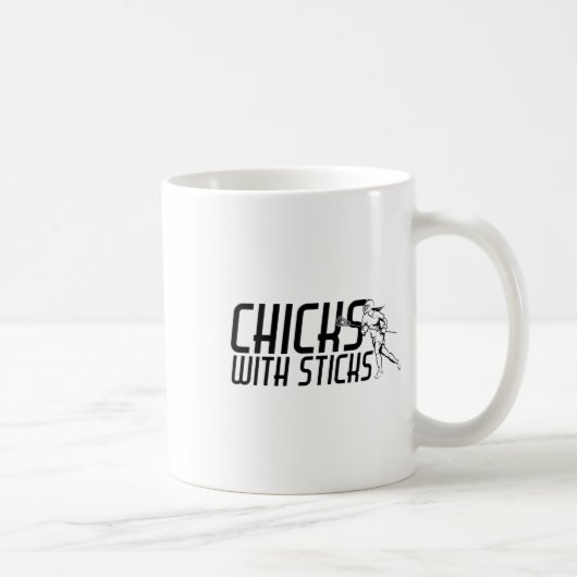 Hühner mit Sticken Womens Lacrosse Kaffeetasse (Rechts)
