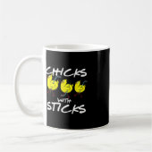 Hühner mit Sticks Eishockeyhühnchen Kaffeetasse (Links)