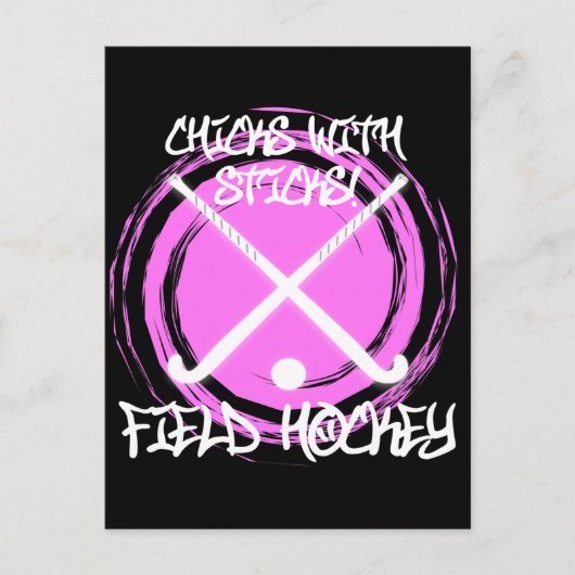 Hühner mit Sticks - Feldhockey Postkarte (Vorderseite)