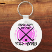 Hühner mit Sticks - Feldhockey Schlüsselanhänger (Vorderseite)