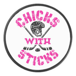 Hühner mit Sticks Hockey Women Girls Eishockey Puck