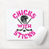 Hühner mit Sticks Hockey Women Girls Mousepad (Mit Mouse)