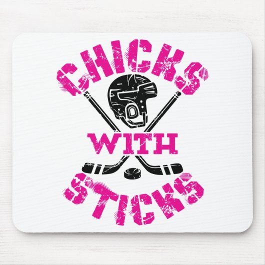 Hühner mit Sticks Hockey Women Girls Mousepad (Vorne)
