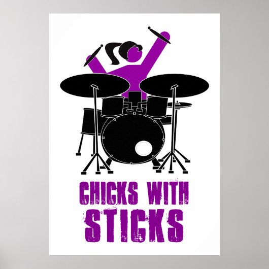 Hühner mit Sticks Poster (Vorne)