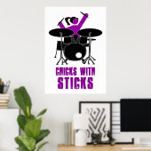 Hühner mit Sticks Poster (Heimbüro)