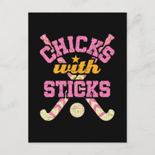 Hühner mit Stöcken Field Hockey Women Postkarte