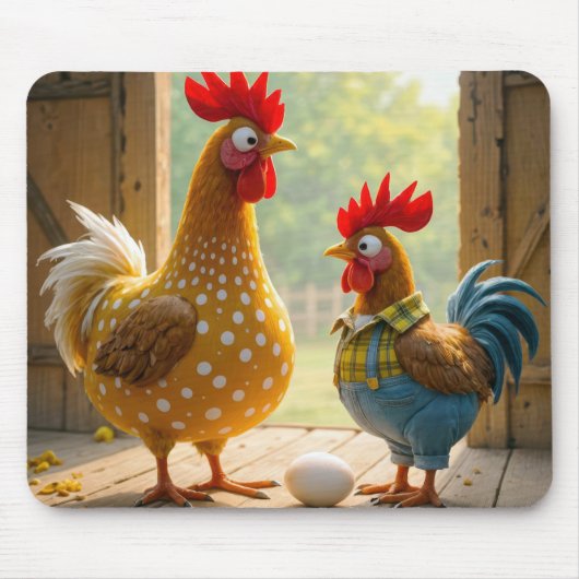 Hühner mit weißem Ei Mousepad (Vorne)