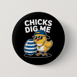 Hühner mögen mich Ostern Huhn Lustig Frohe Ostern Button
