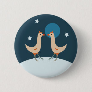 Hühner Nacht Party Lustiges Huhn Mond Button