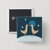 Hühner Nacht Party Lustiges Huhn Mond Button (Vorne & Hinten)