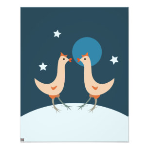Hühner Nacht Party Lustiges Huhn Mond Fotodruck