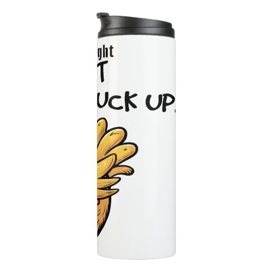 Hühner nicht aufreißen Grafik Thermosbecher (Nach rechts gedreht)