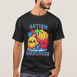 Hühner-Nugget und Franzosen-Friesen-Autismus-Bewus T-Shirt