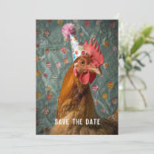 Hühner-Partyhut Save The Date (Stehend Vorderseite)
