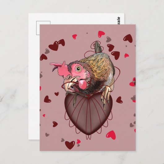 Hühner Pulling Heartstrings Postkarte (Vorne/Hinten)
