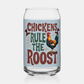 Hühner regieren die rustikale Darstellung der rost Dosenglas (Rückseite)