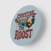 Hühner regieren die rustikale Darstellung der rost Runde Wanduhr (Winkel)