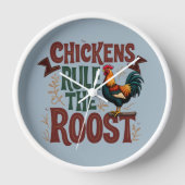 Hühner regieren die rustikale Darstellung der rost Uhr (Vorderseite)