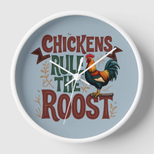 Hühner regieren die rustikale Darstellung der rost Uhr