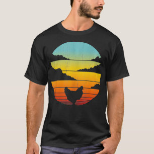 Hühner Retro Vintager 60er 70er Sunset Farm Geflüg T-Shirt