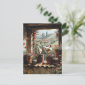 Hühner-Rusty-Bucket-Töpfe Tiles Country Postkarte (Stehend Vorderseite)