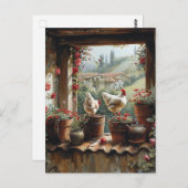 Hühner-Rusty-Bucket-Töpfe Tiles Country Postkarte (Vorne/Hinten)