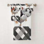 Hühner Schwarz-weißes Kariertes Bad Handtuch Sets (Insitu)
