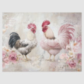 Hühner Shabby Chic Rosa Decoupage Seidenpapier (Vorderseite)