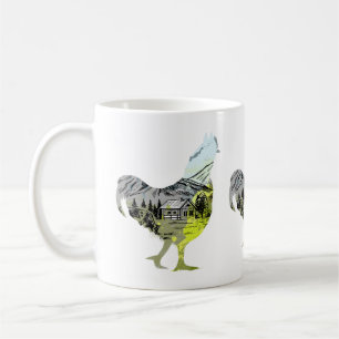 Hühner-Silhouette mit Farm-Design im Inneren Kaffeetasse